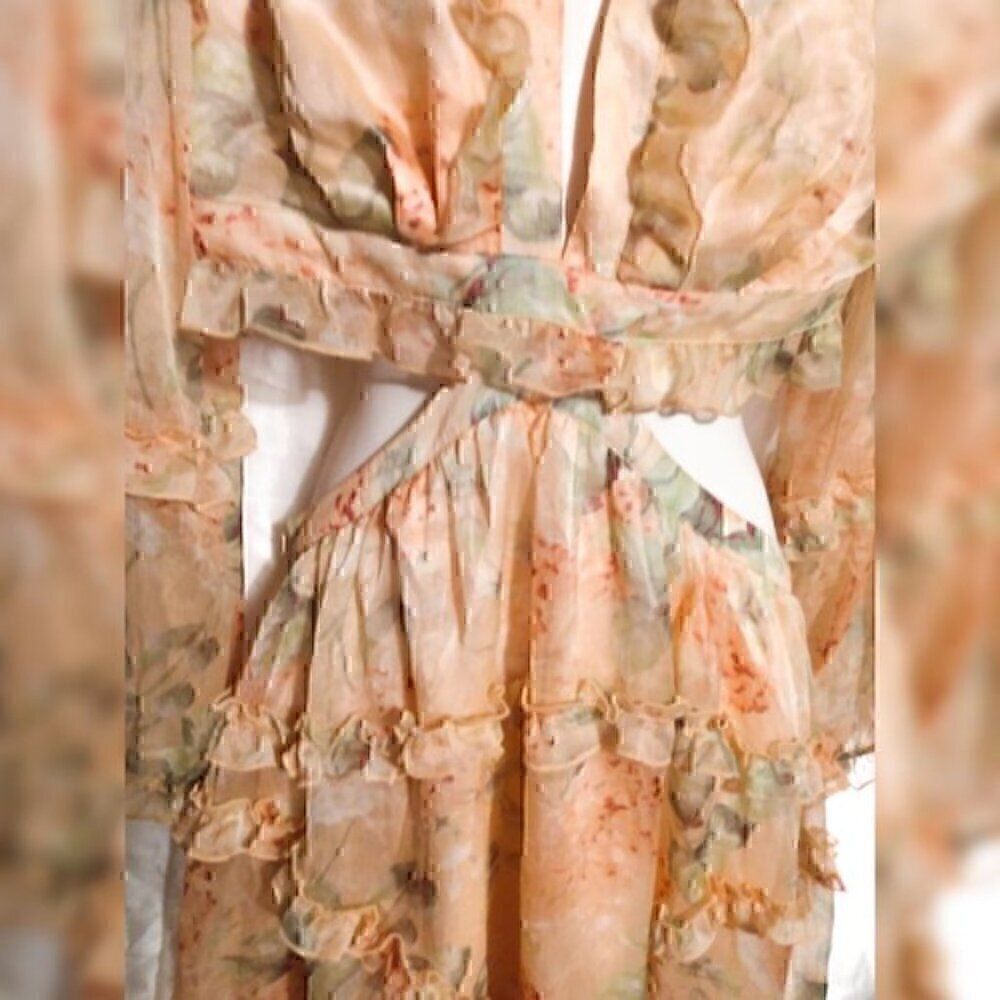 Pink Bohemian Spring Summer Lace up Back Floral Ruffle Backless Mini Dress XXL - Picture 9 of 16